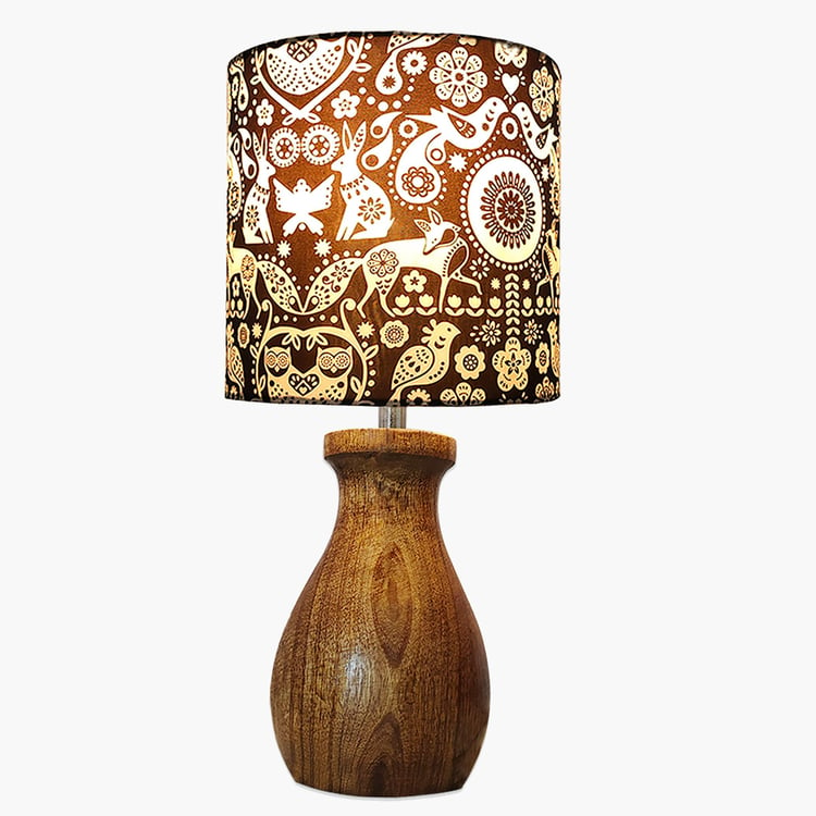 HOMESAKE Wooden Dovel Pot Hibiscus Table Lamp