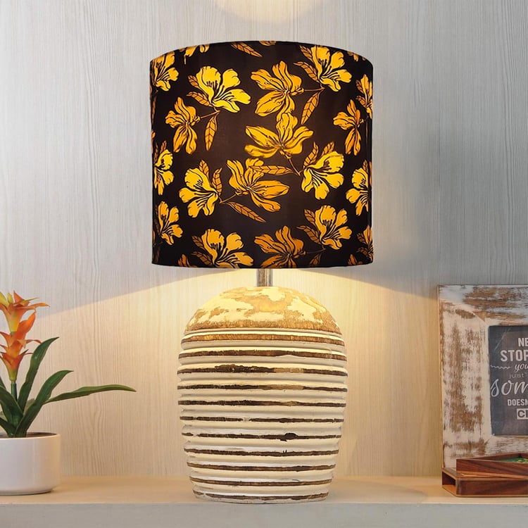 HOMESAKE Wooden Rex Metal Cage Table Lamp