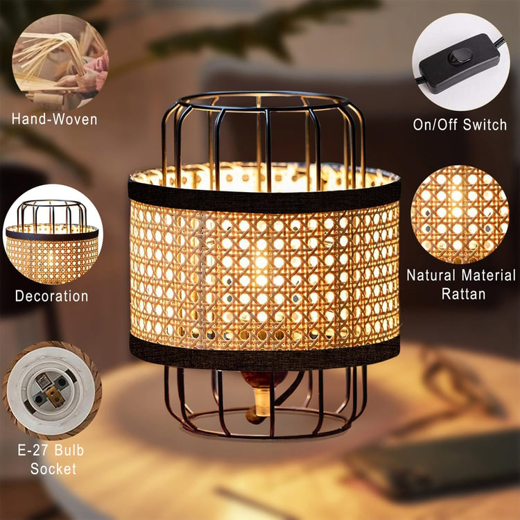 HOMESAKE Rattan Table Lamp