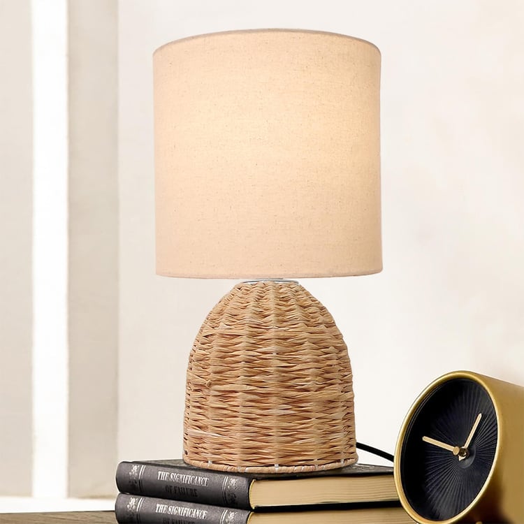 HOMESAKE Raffia Rattan Table Lamp