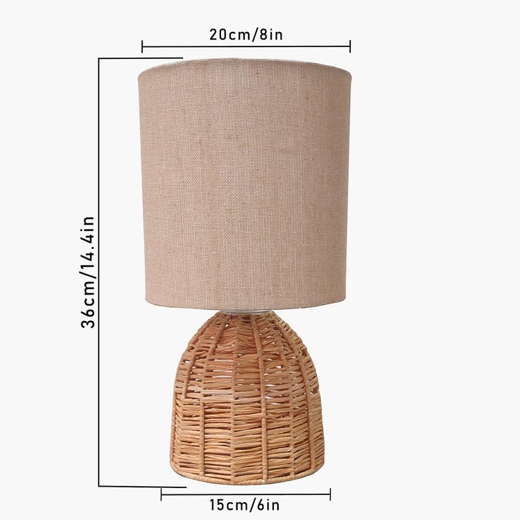 HOMESAKE Raffia Rattan Table Lamp