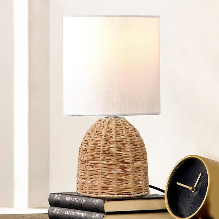 HOMESAKE Raffia Rattan Table Lamp