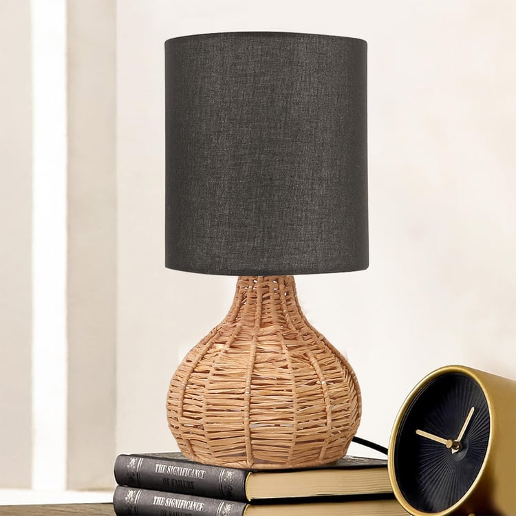 HOMESAKE Raffia Rattan Table Lamp