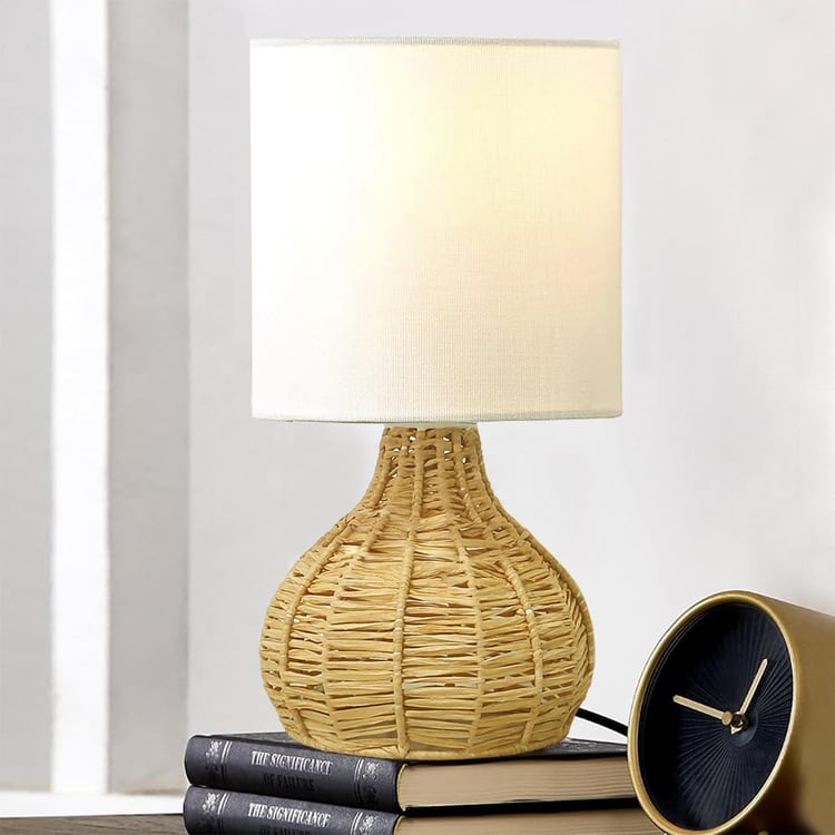 HOMESAKE Raffia Rattan Table Lamp