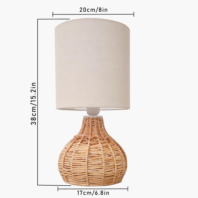 HOMESAKE Raffia Rattan Table Lamp