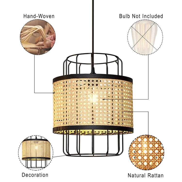 HOMESAKE Rattan Ceiling Lamp