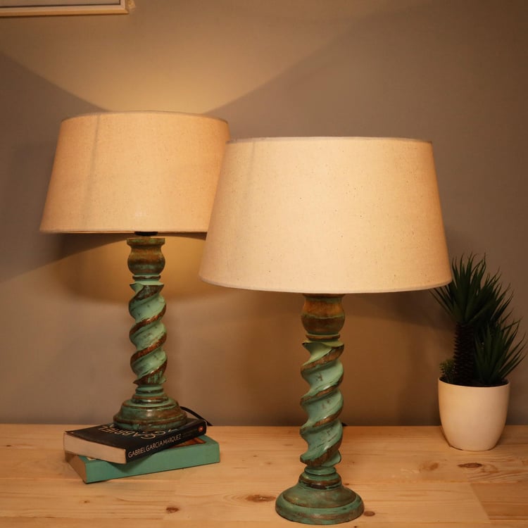 HOMESAKE Wooden Set of 2 Table Lamps