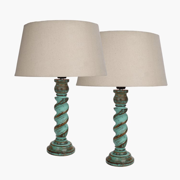 HOMESAKE Wooden Set of 2 Table Lamps