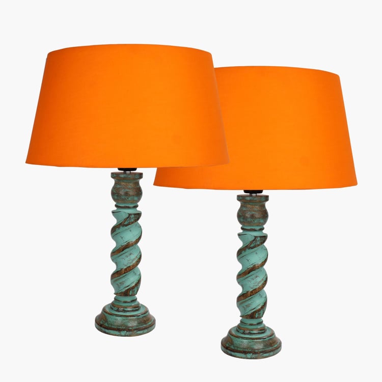 HOMESAKE Wooden Set of 2 Table Lamps