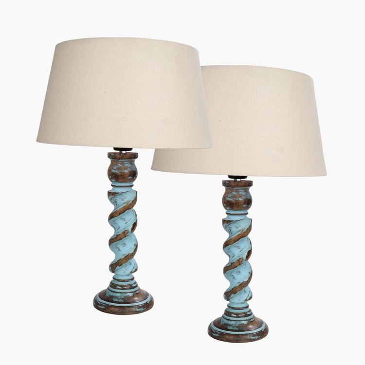 HOMESAKE Wooden Set of 2 Table Lamps