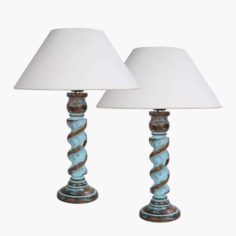 HOMESAKE Wooden Set of 2 Table Lamps