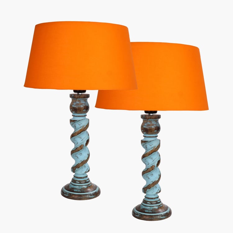 HOMESAKE Wooden Set of 2 Table Lamps