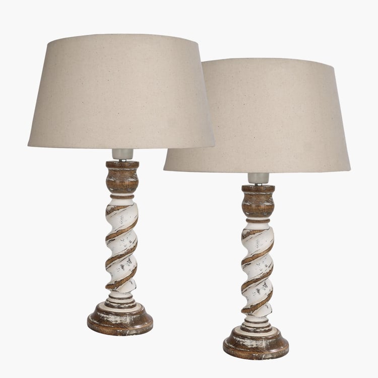 HOMESAKE Wooden Set of 2 Table Lamps