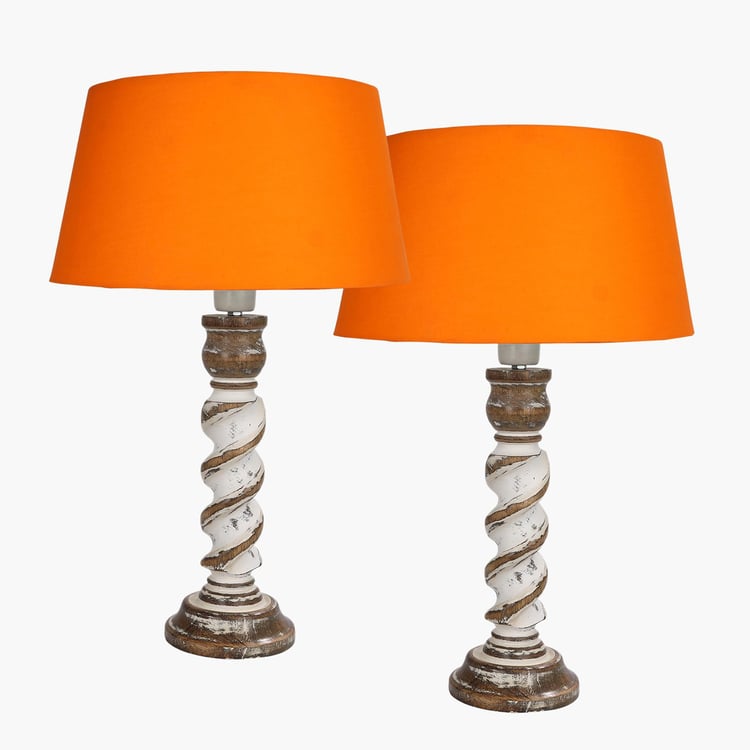 HOMESAKE Wooden Set of 2 Table Lamps