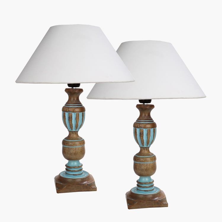 HOMESAKE Wooden Set of 2 Table Lamps