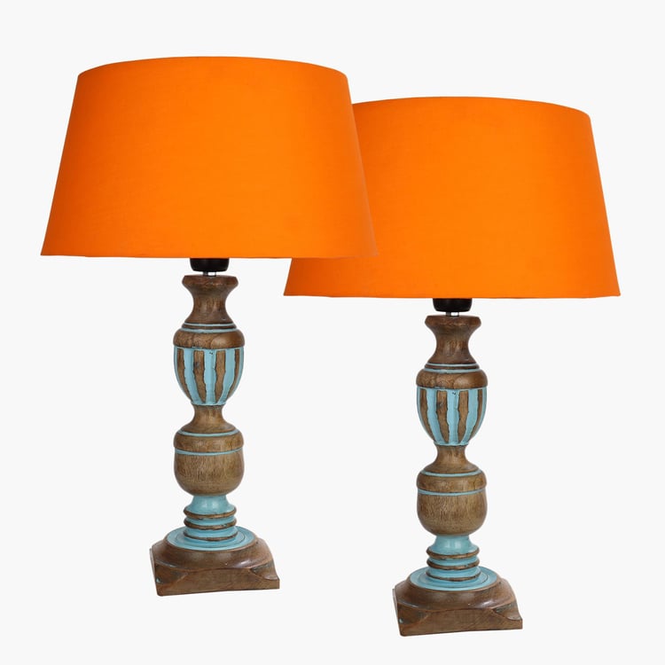 HOMESAKE Wooden Set of 2 Table Lamps