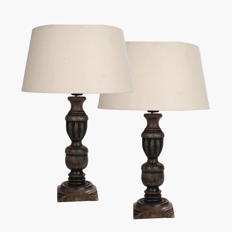 HOMESAKE Wooden Set of 2 Table Lamps