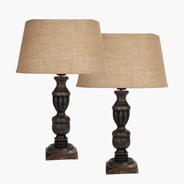 HOMESAKE Wooden Set of 2 Table Lamps