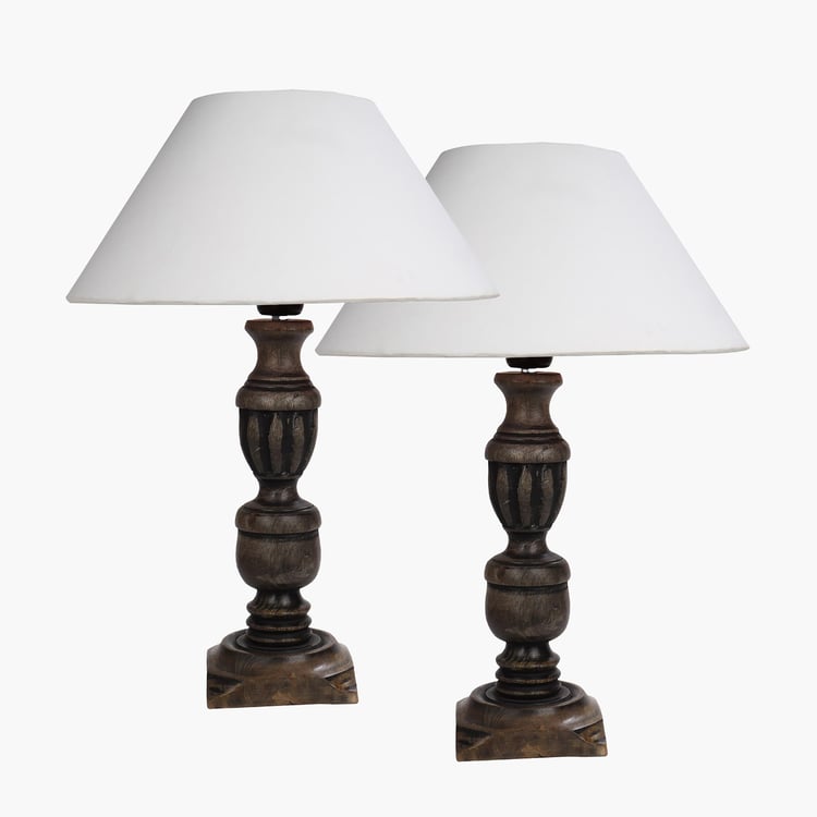 HOMESAKE Wooden Set of 2 Table Lamps