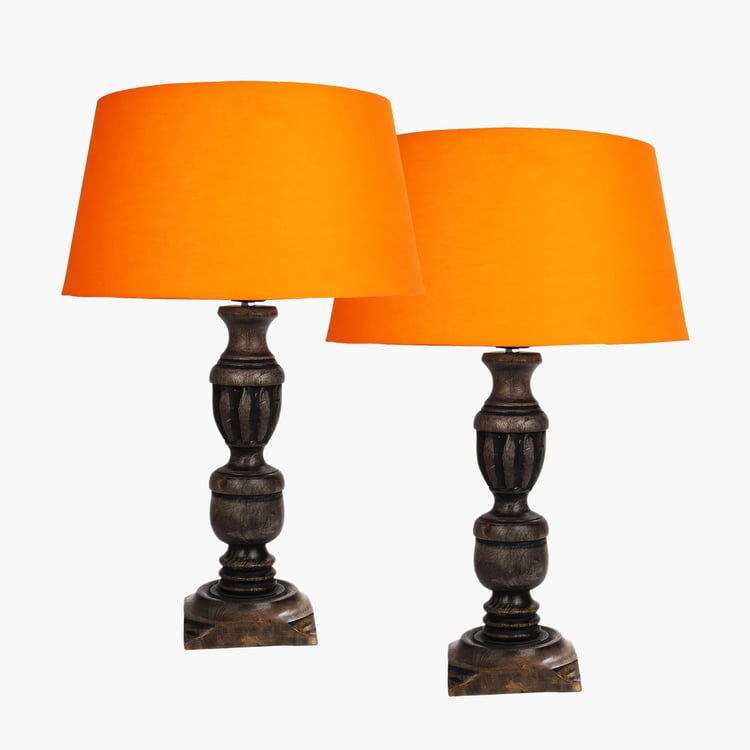 HOMESAKE Wooden Set of 2 Table Lamps