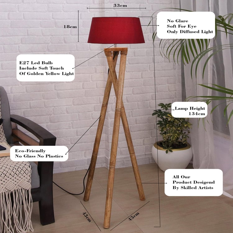 HOMESAKE Wooden Floor Lamp