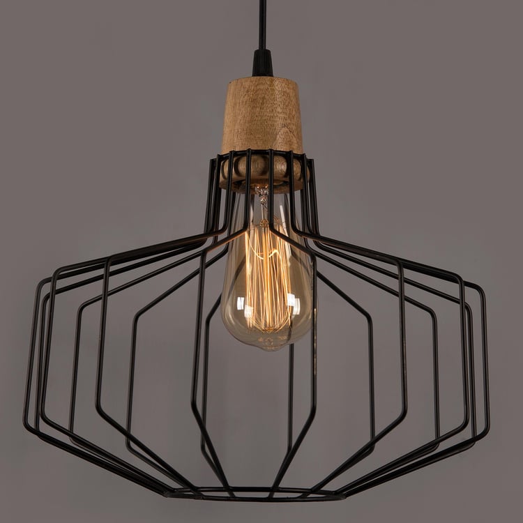 HOMESAKE Metal and Wood Ceiling Lamp