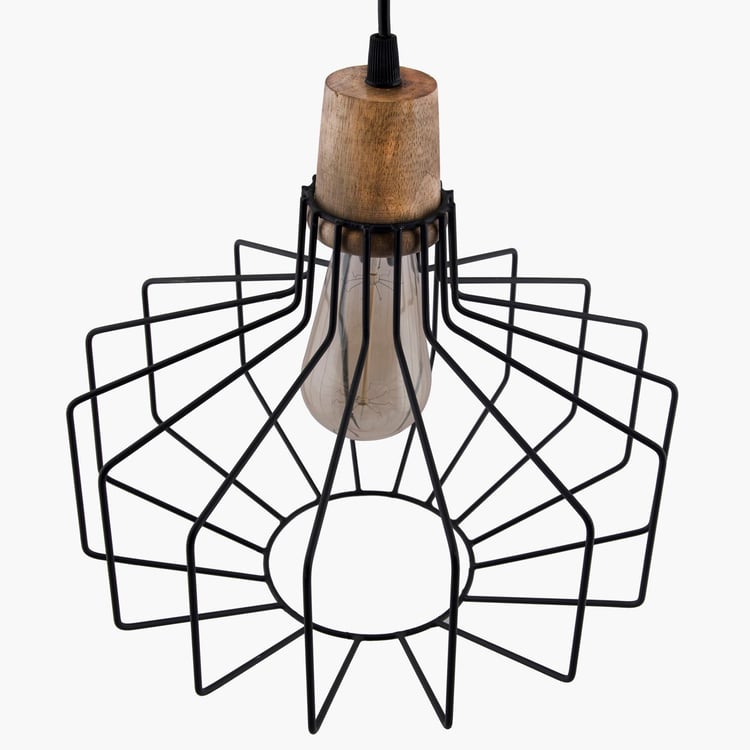 HOMESAKE Metal and Wood Ceiling Lamp