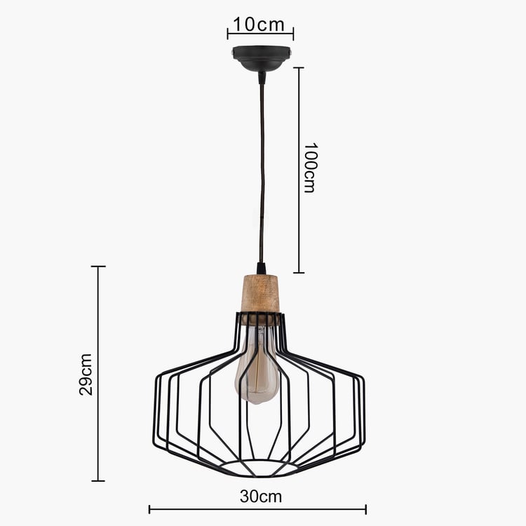 HOMESAKE Metal and Wood Ceiling Lamp