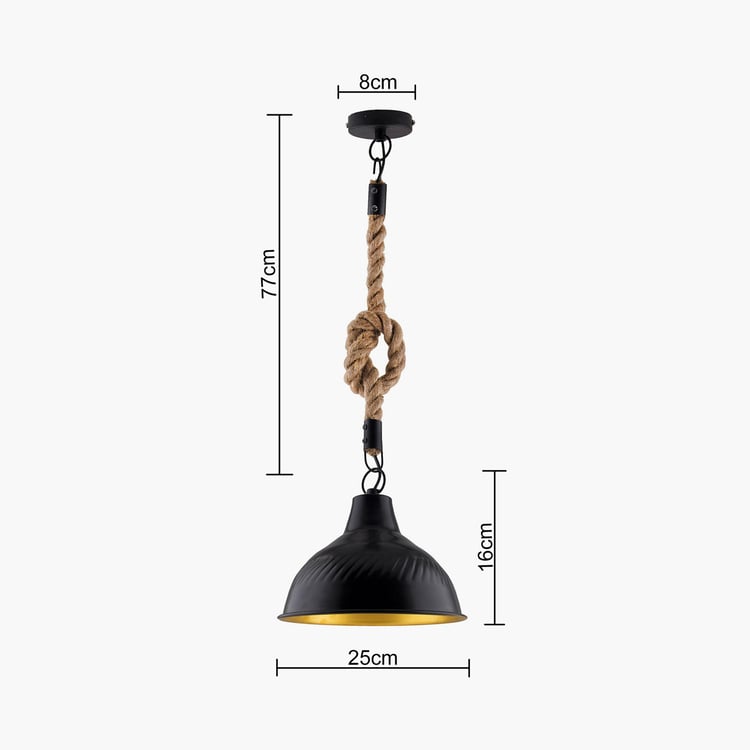 HOMESAKE Metal and Jute Ceiling Lamp