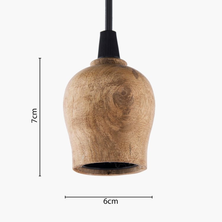 HOMESAKE Wooden Set of 2 Pendant Bulb Holders