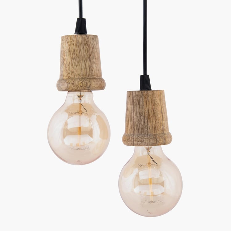 HOMESAKE Wooden Set of 2 Pendant Bulb Holders