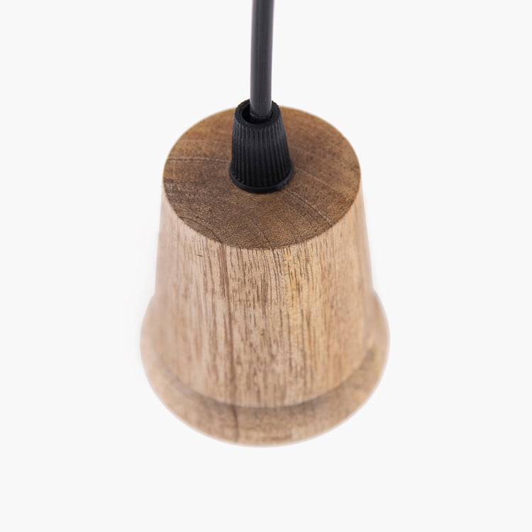 HOMESAKE Wooden Set of 2 Pendant Bulb Holders