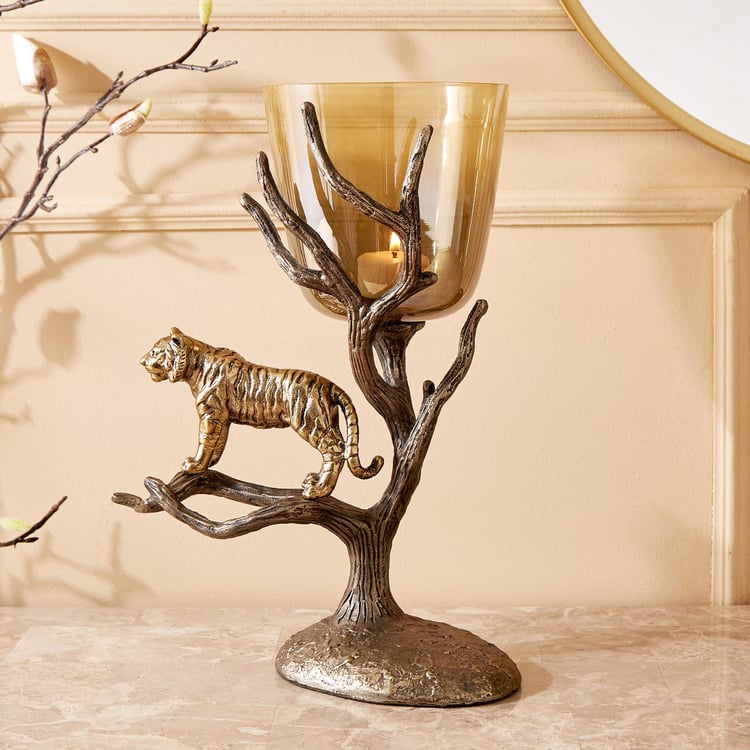 Eternity Vivere Glass Tiger Hurricane Candle Holder