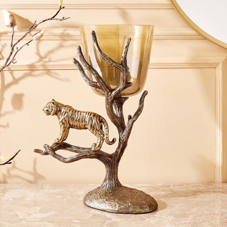 Eternity Vivere Glass Tiger Hurricane Candle Holder