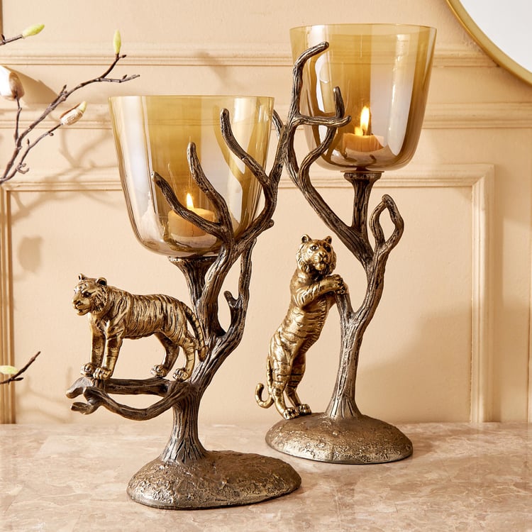 Eternity Vivere Glass Tiger Hurricane Candle Holder