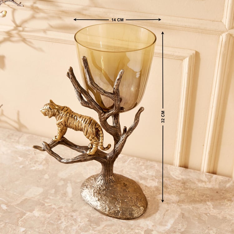 Eternity Vivere Glass Tiger Hurricane Candle Holder