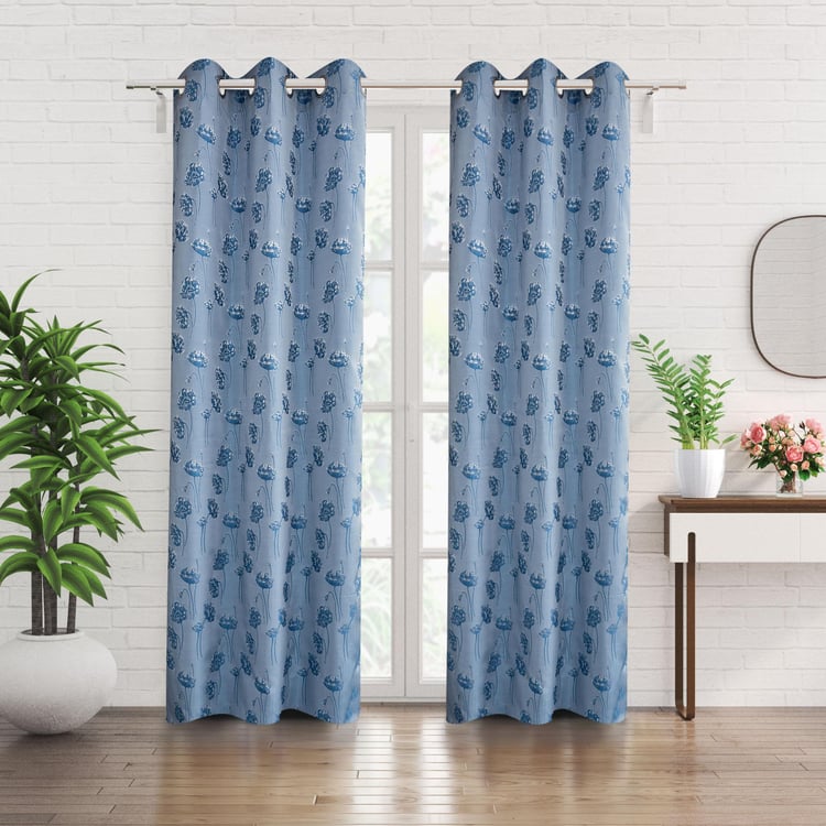 Sketch Patina Set of 2 Jacquard Light Filtering Door Curtains - 7ft