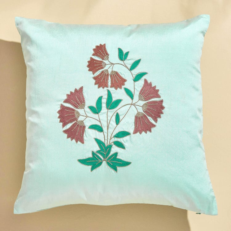 Velour Embroidered Cushion Cover - 40x40cm