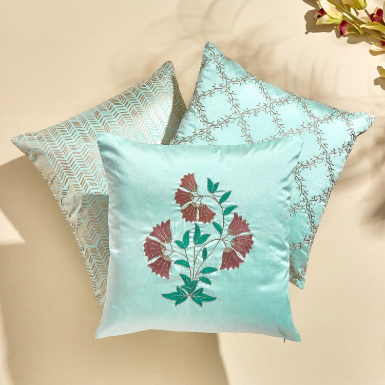 Velour Embroidered Cushion Cover - 40x40cm