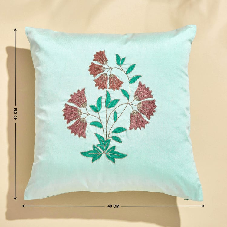 Velour Embroidered Cushion Cover - 40x40cm