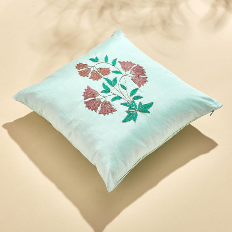 Velour Embroidered Cushion Cover - 40x40cm