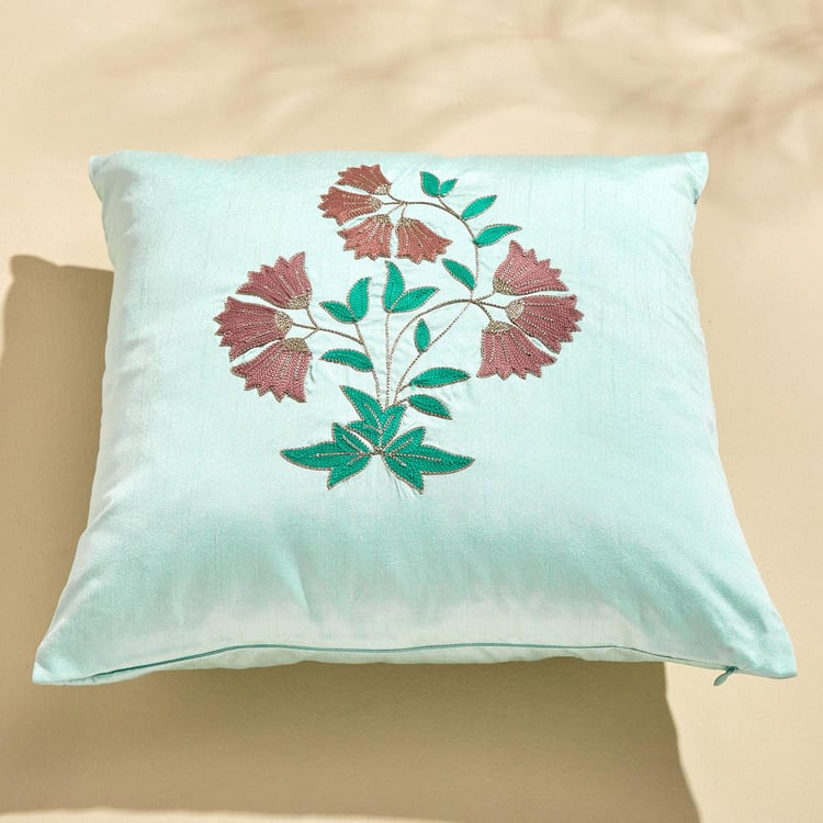 Velour Embroidered Cushion Cover - 40x40cm