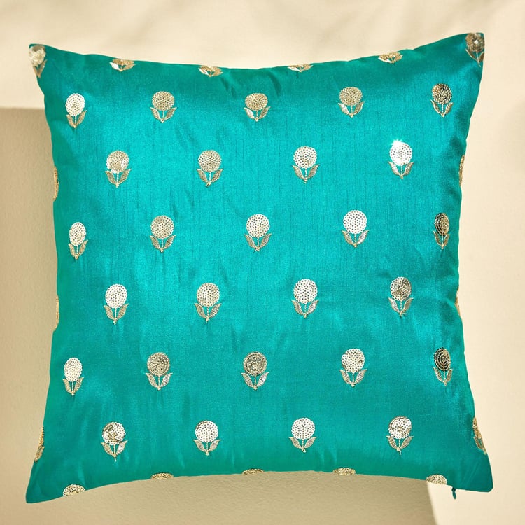 Velour Embroidered Cushion Cover - 40x40cm