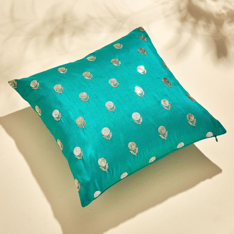 Velour Embroidered Cushion Cover - 40x40cm