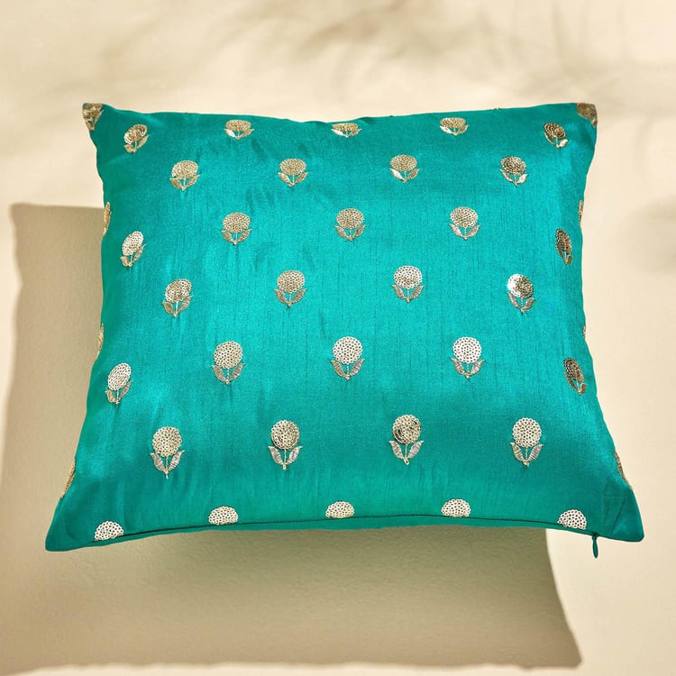 Velour Embroidered Cushion Cover - 40x40cm