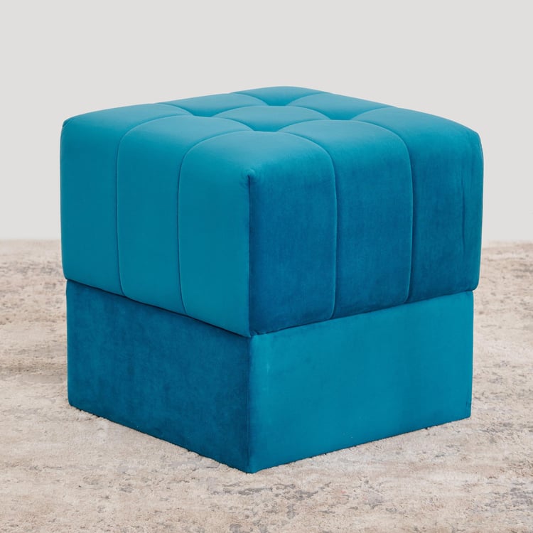 (Refurbished) Velvetica Velvet Ottoman - Teal