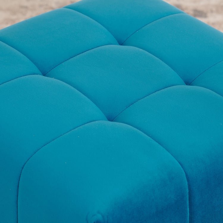 (Refurbished) Velvetica Velvet Ottoman - Teal