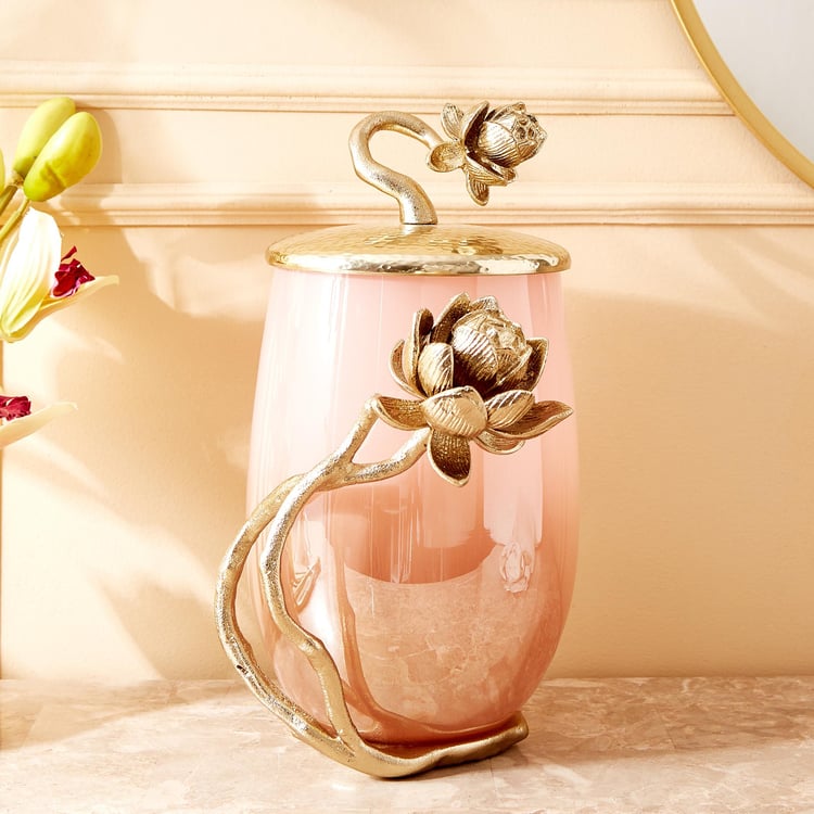 Eternity Vivere Glass Lotus Decorative Canister