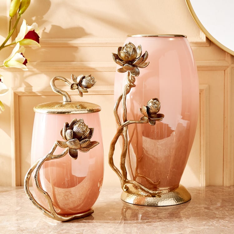 Eternity Vivere Glass Lotus Decorative Canister