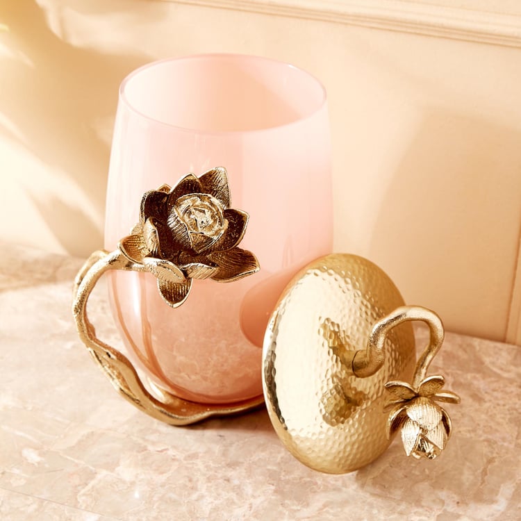 Eternity Vivere Glass Lotus Decorative Canister